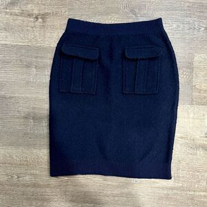 Anthropologie Moth Skirt Women’s S Petite Navy Wool Blend Double Pockets